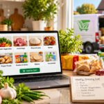 Online Grocery Shopping Round Green
