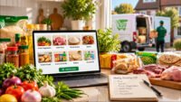Online Grocery Shopping Round Green